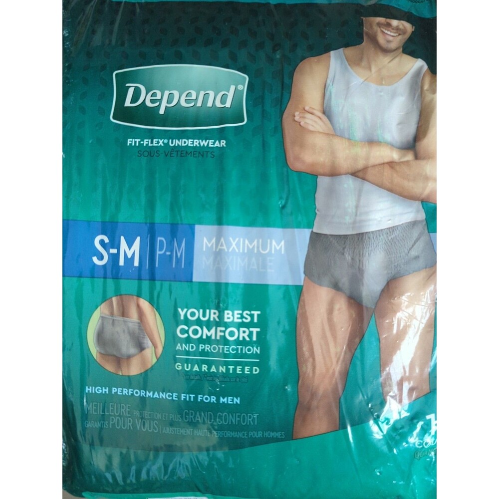 DEPEND Fit-Flex Underwear Men Incontinence Leak Comfort Protection Size S/M 19pc